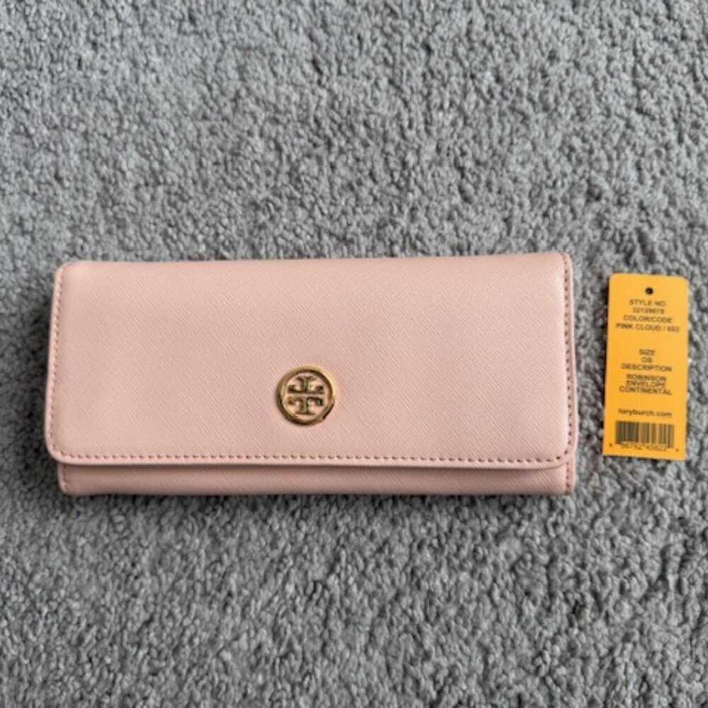 Tory Burch Pink Robinson Envelope Continental Wallet